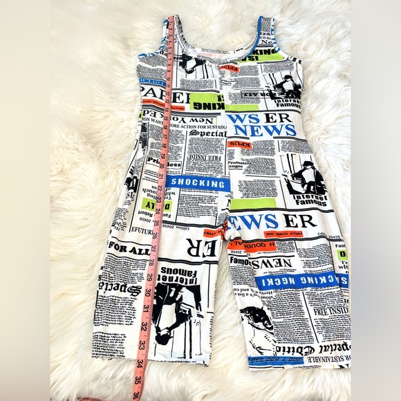 Newspaper Themed Top Model Romper/Body Suit Size S - Picture 7 of 8
